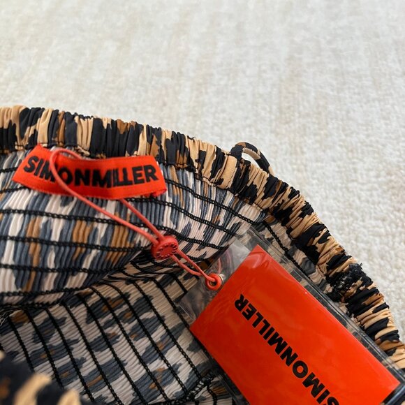 NWT Simon Miller Canto Smocked Poplin Bubble Hem Midi Dress in Cheetah XS - Picture 2 of 9